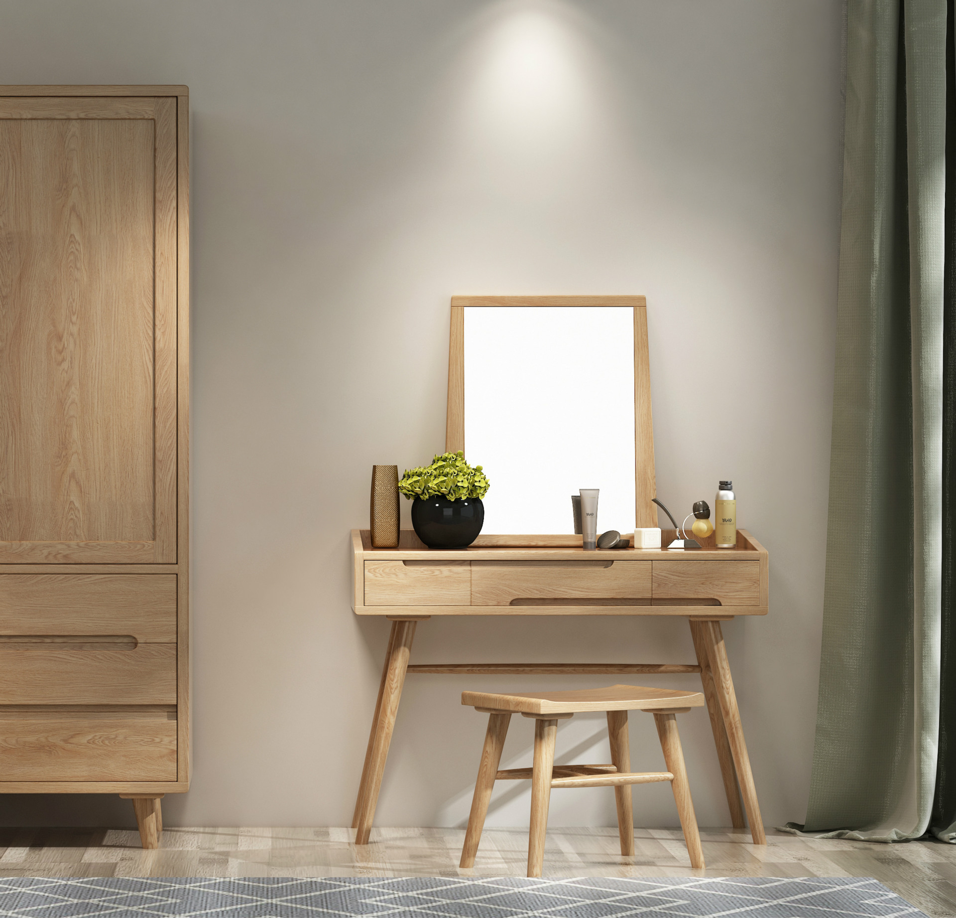 实木梳妆台 进口橡木家用卧室妆台