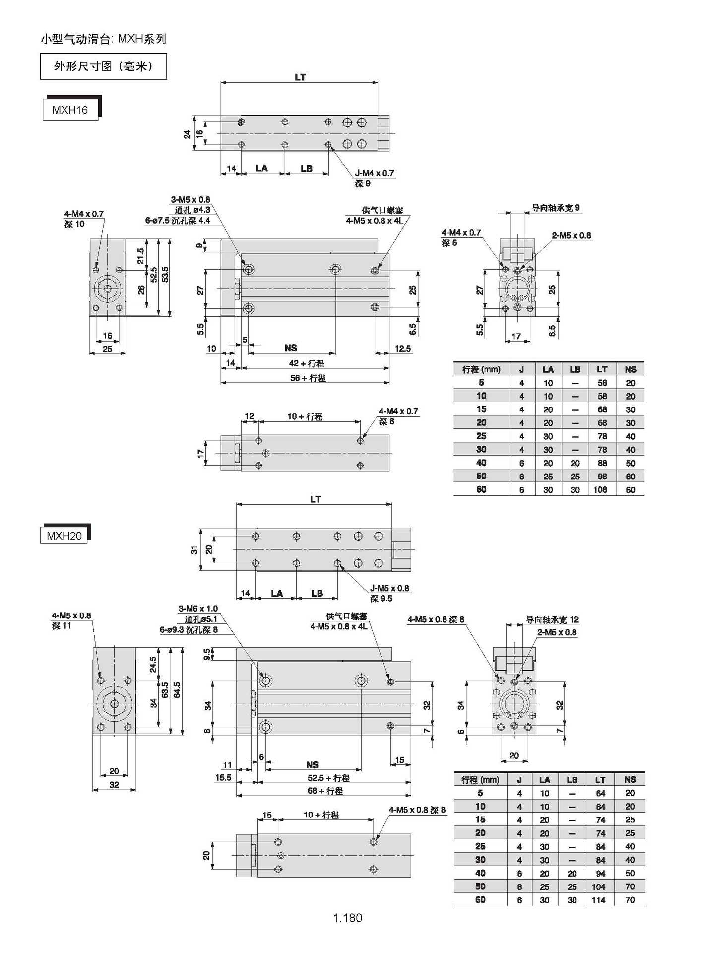 厂家现货供应smc款mxh6-40 50 60双作用小 气动滑台气缸