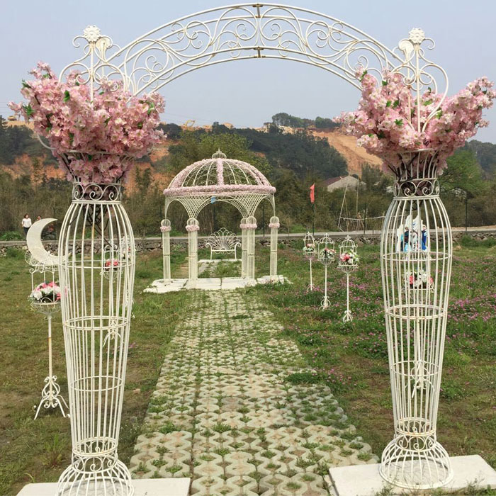 2016爆款欧式铁艺婚礼拱形门婚庆道具婚礼拱门可插花架摄影花门