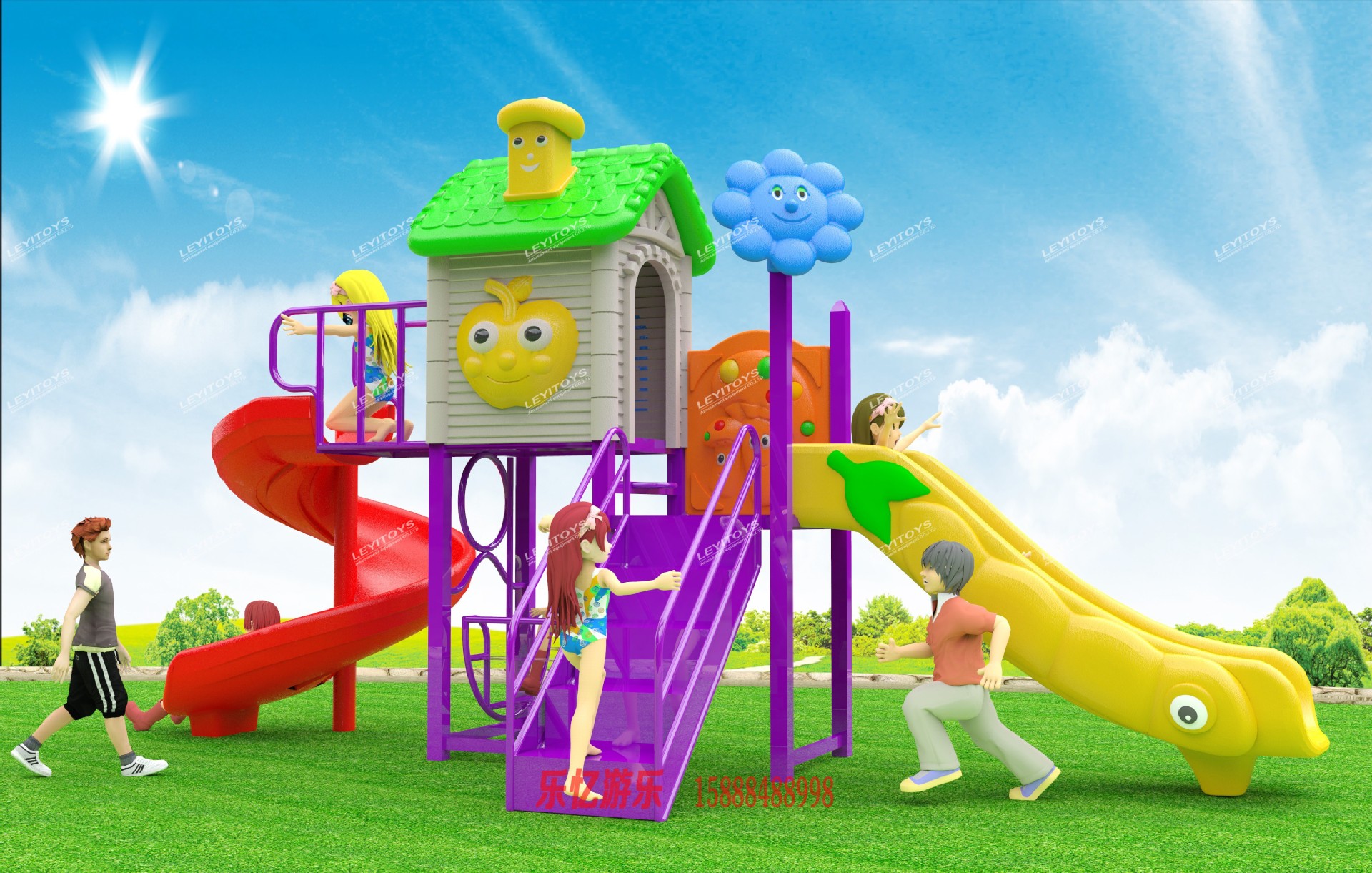 乐忆游乐 儿童游乐中心必备 儿童室内外组合滑滑梯 货源厂家直销