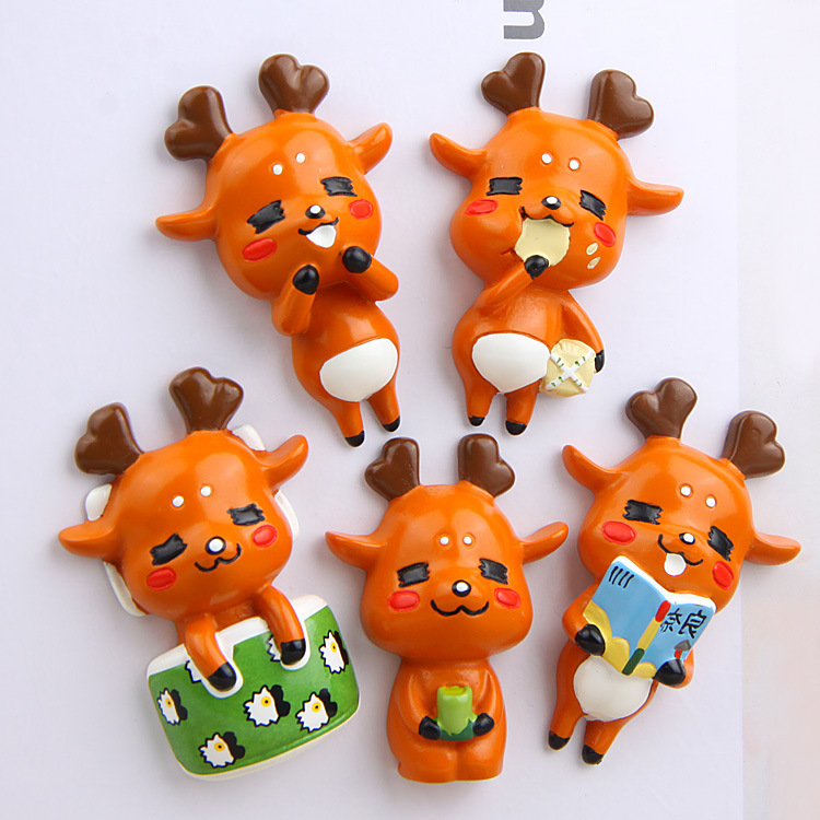 奈良小鹿手办卡通创意立体磁扣冰箱贴吸磁贴吸铁石磁贴手机壳素材