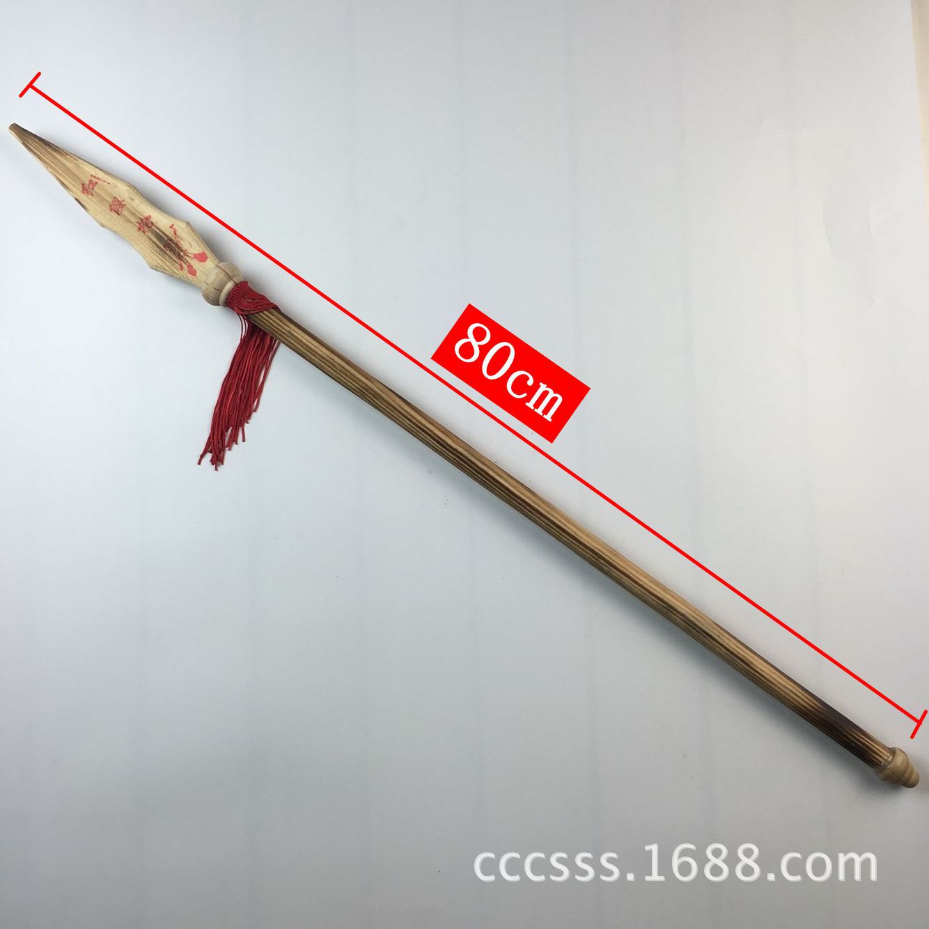 厂家直销木质哪吒红缨枪 儿童竹木兵器玩具模型 舞台表演道具批发