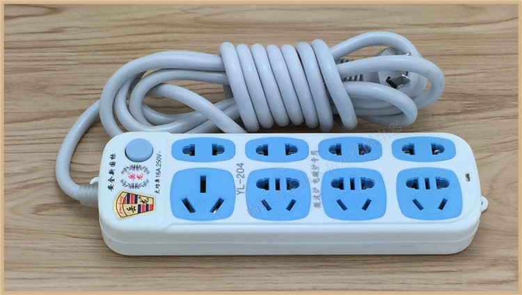 岳龙插排带线三极3米16a大功率电源插座新国标开关插板