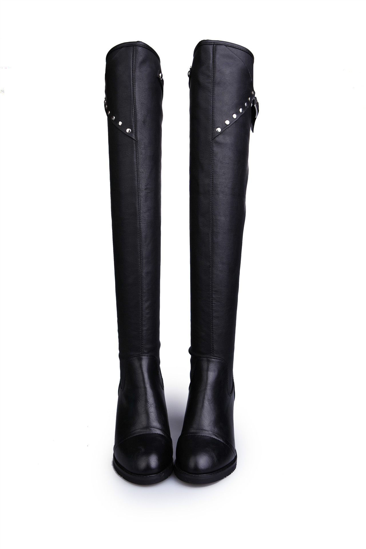 弹力瘦腿高跟靴罗马超高跟女鞋显瘦时装靴过膝长筒水钻夜店女皮靴