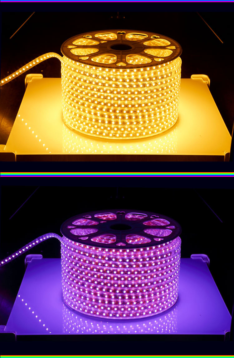 厂家直销led七彩灯带5050遥控变色rgb彩色客厅吊顶防水110v灯条