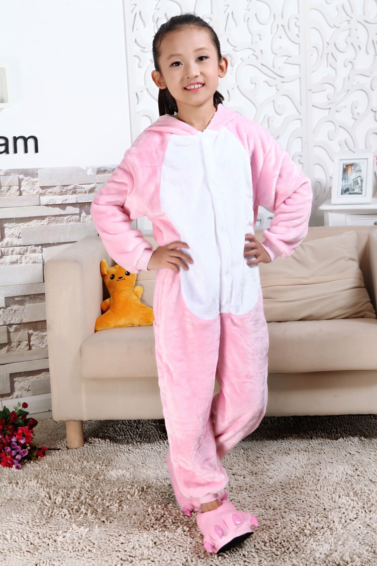 儿童法兰绒小猪装动物连体睡衣卡通秋冬天长袖家居服男女款如厕版