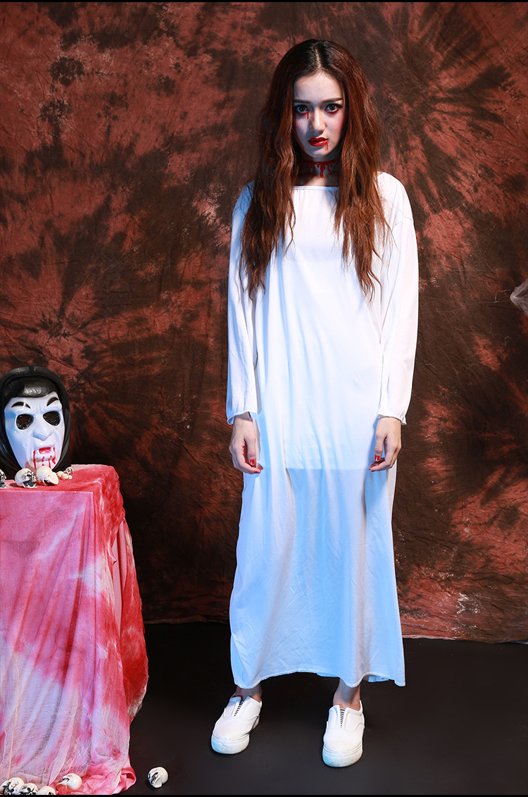 cosplay贞子女鬼服装鬼屋鬼节装扮服饰红色白色万圣节演出服装采购