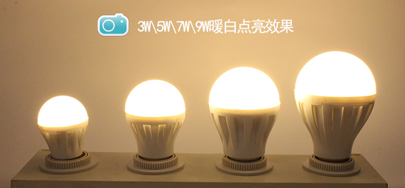 led灯泡e27 螺口暖白大功率led照明节能超亮球灯泡