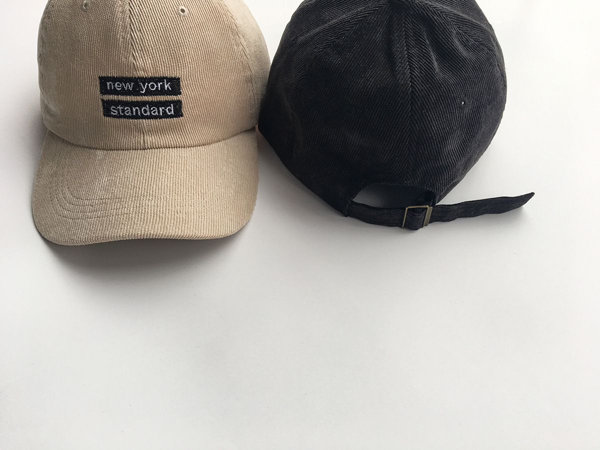 韩国newyork字母灯芯绒弯檐棒球帽潮-帽子