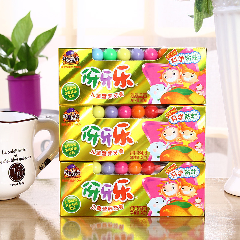 纳爱斯伢伢乐儿童牙膏抱抱芒果40g卡通口腔清洁牙膏批发货源