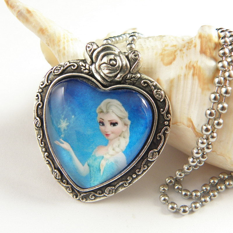 苏菲亚小公主吊坠项链 冰雪奇缘爱莎桃心吊坠项链 卡通cos饰品