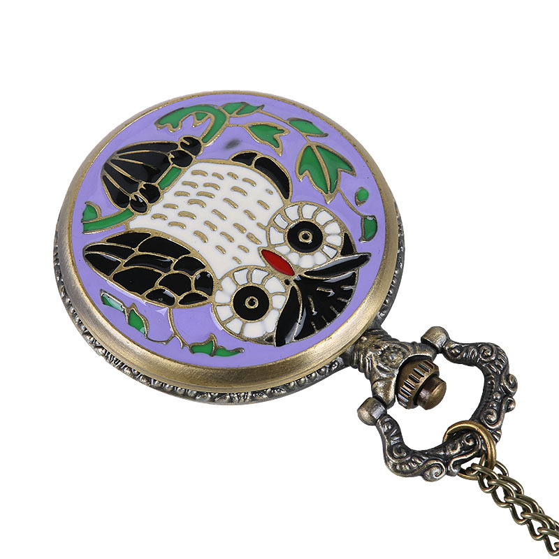 古典中世纪风格古典怀表批发可爱大号彩色滴胶外壳猫头鹰古典怀表