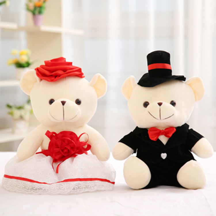 婚车熊公仔车头装饰情侣婚纱熊一对婚庆娃娃花车小熊结婚礼物