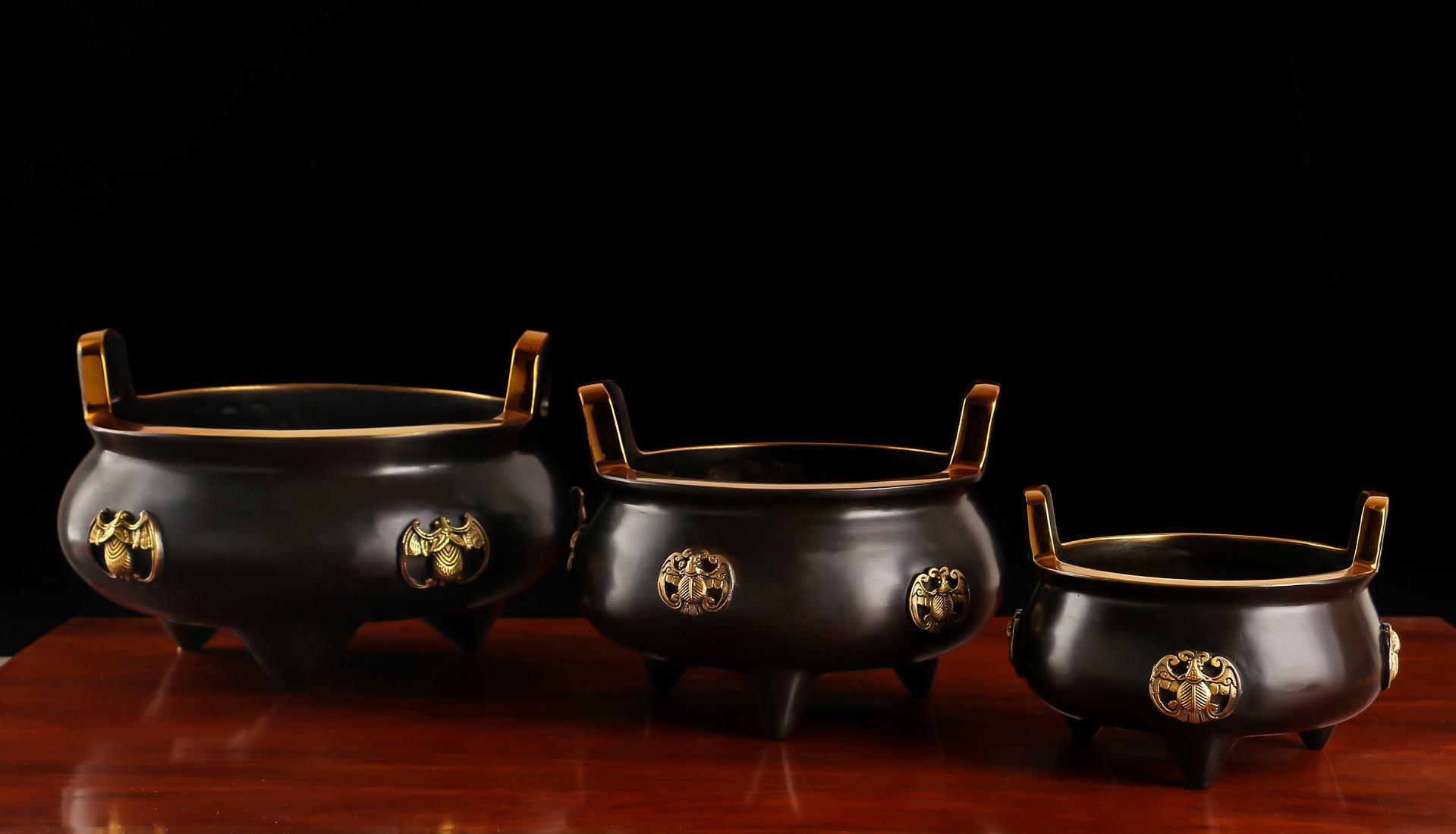 圆通佛具佛教用品厂家直销 全铜仿古 圆形炉 蝙蝠炉 香炉