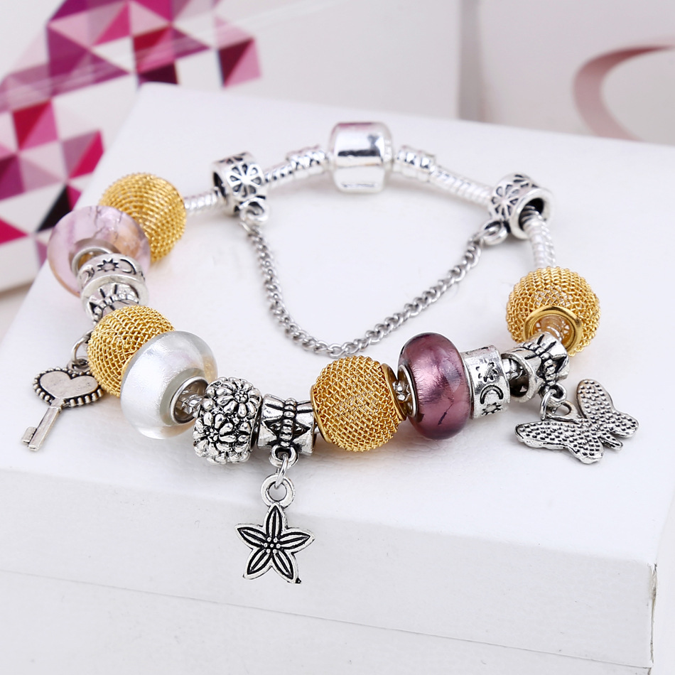 速卖通热卖爆款 铁丝网球 欧美外贸diy串珠饰品批发 潘系朵拉手链