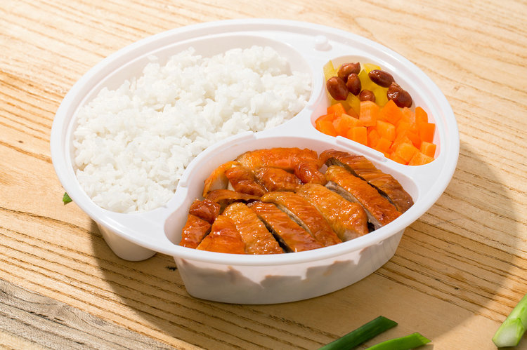 838黑色圆三格外卖一次性饭盒批发环保餐盒微波pp快餐盒打包外卖