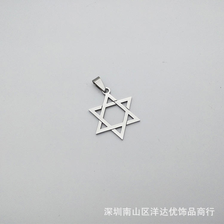 厂家批发各种形状星形五角星六芒星钛钢线切割吊坠 欧美饰品原单
