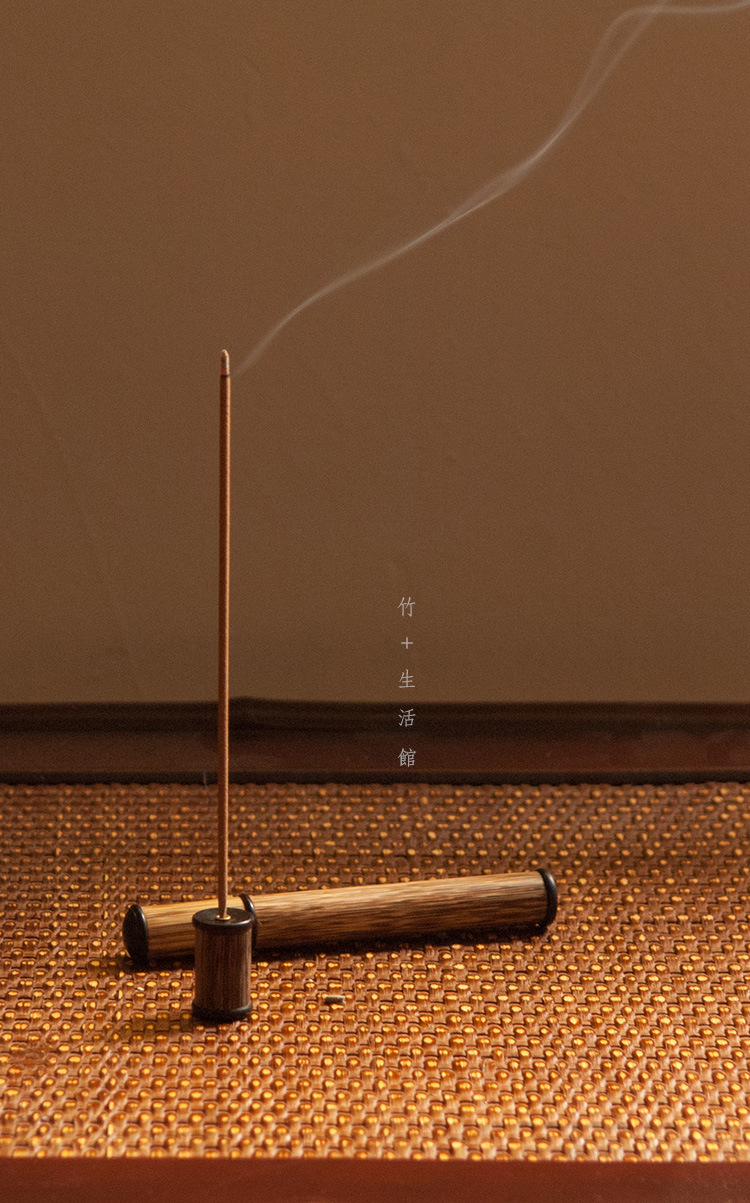 竹  檀竹原竹金丝竹香插四件套 香筒 线香 香道 家具装饰摆件