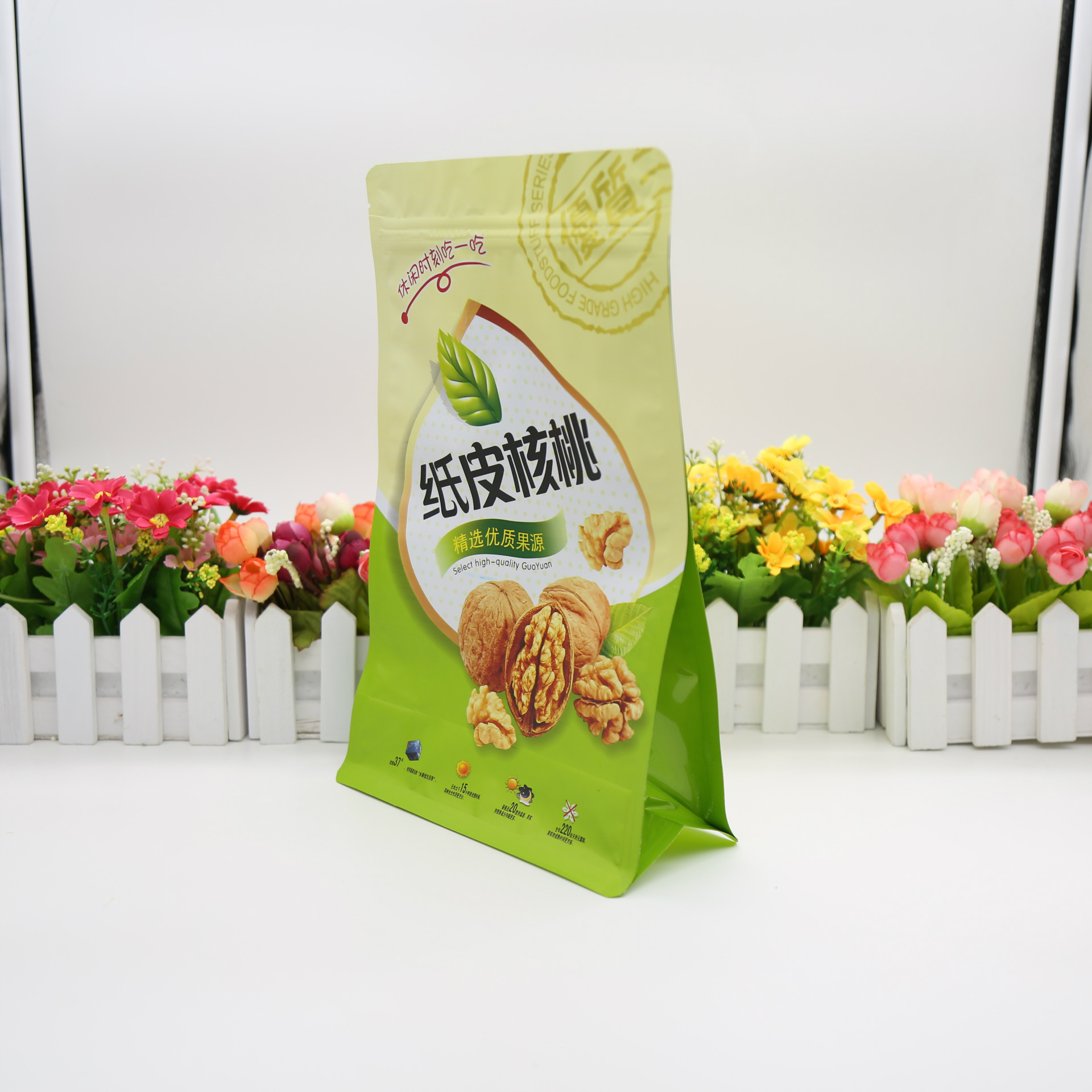 定做家庭装零食自封袋 可免费设计 塑料彩印自立食品八边.