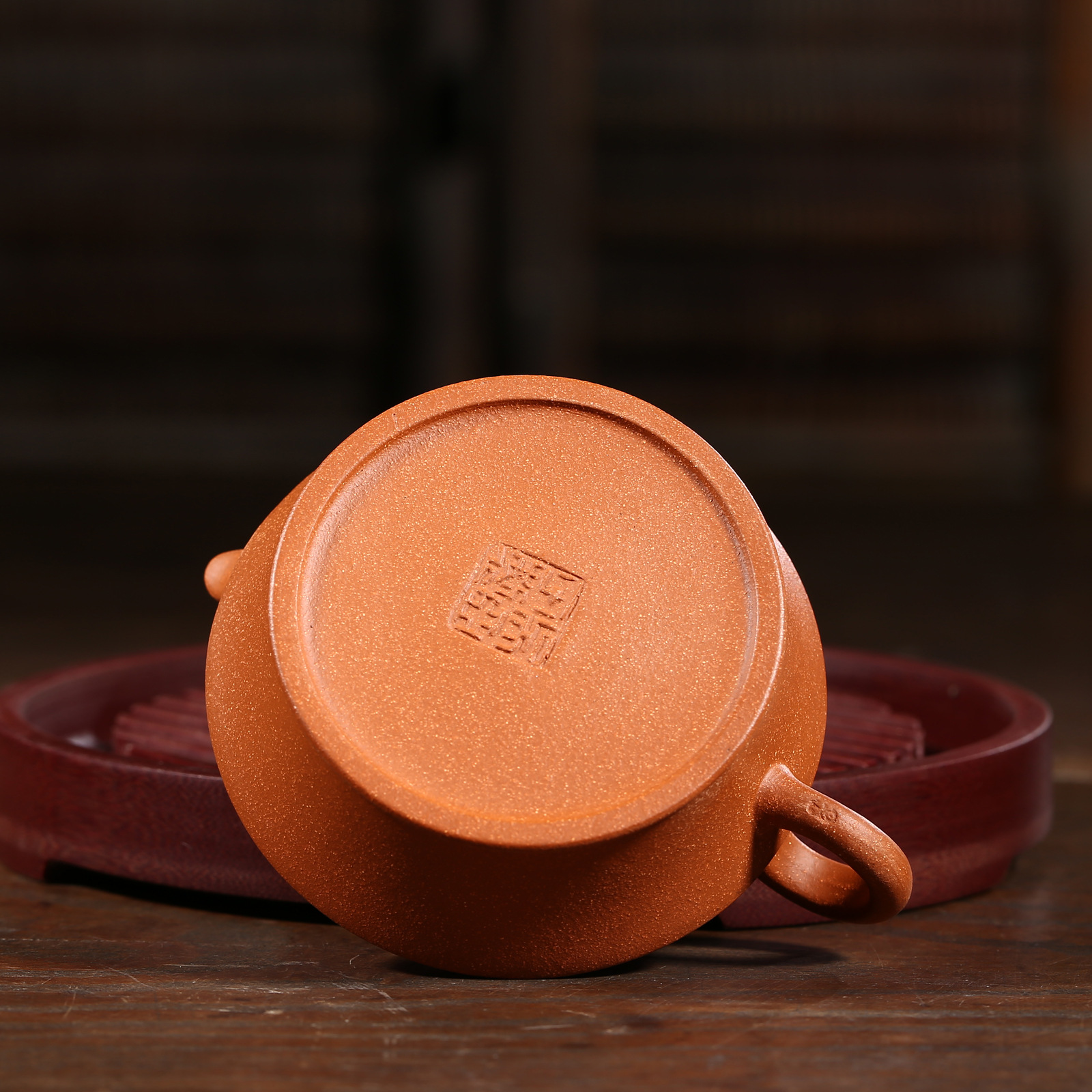 h2906 宜兴正品紫砂 原矿降坡泥水扁-茶碗,茶壶,茶具套装