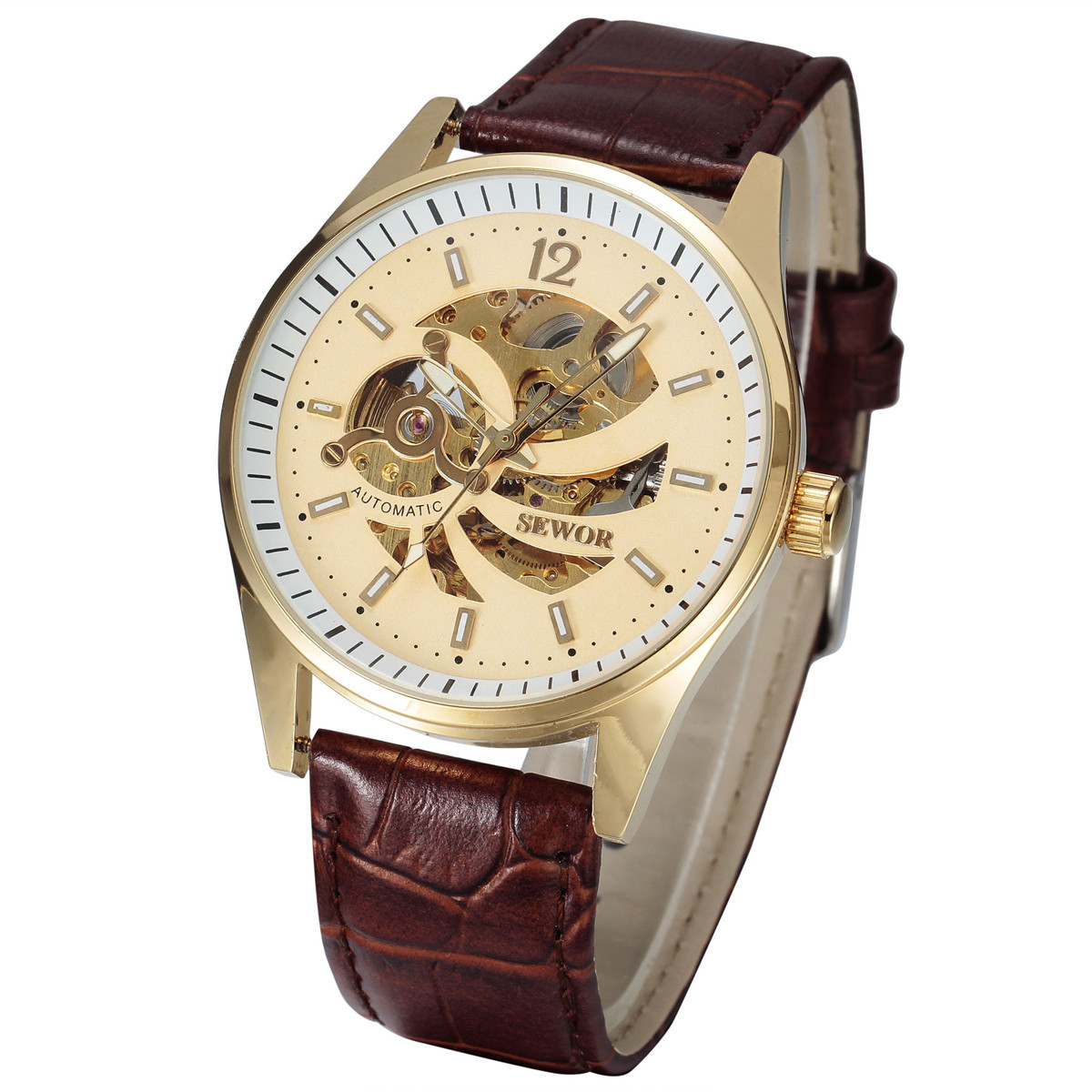 sewor思沃奇694-1 瑞士男士休闲镂空自动机械手表进口机芯商务表