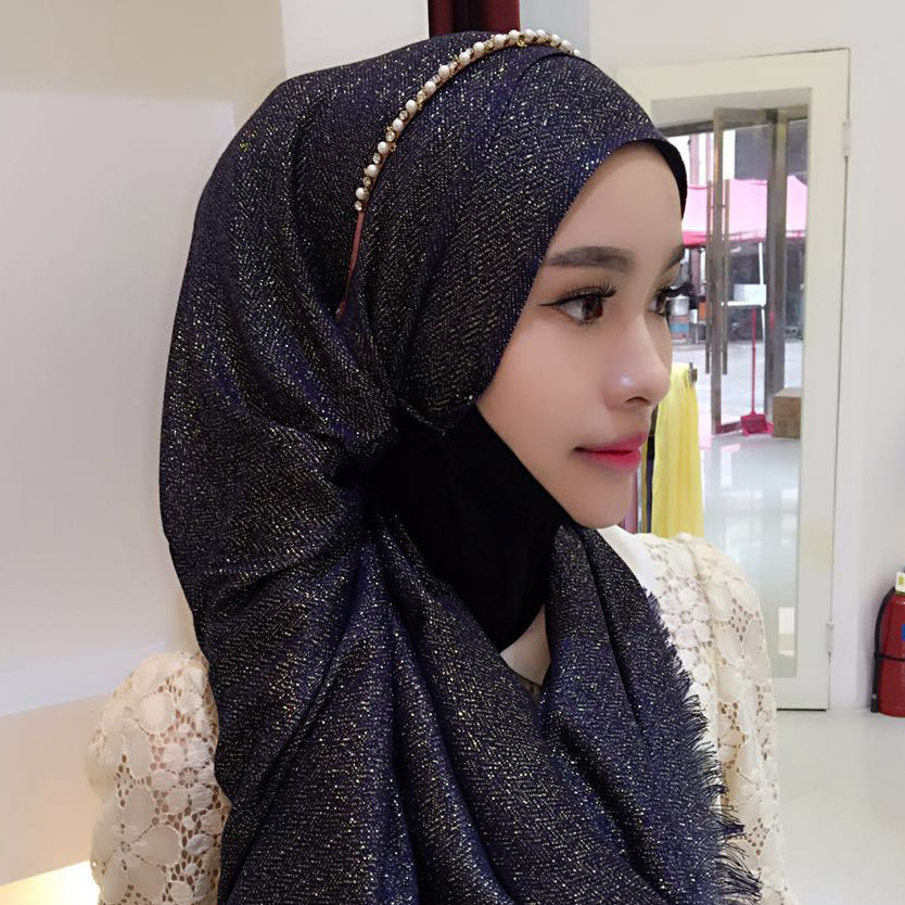 穆斯林头巾 茜拉同款金丝棉长巾 女 纱巾回族民族风盖头多色