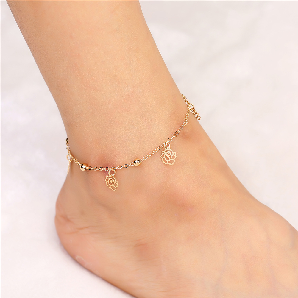 新款时尚合金脚链女 创意款铃铛脚链 简约女生蝴蝶脚链小饰品批发