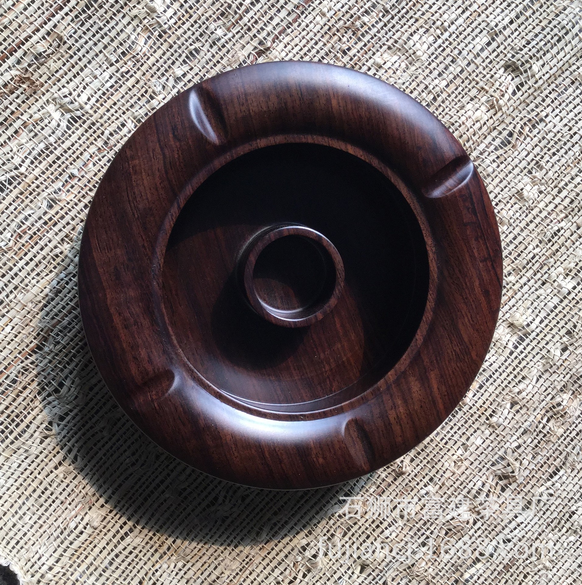 黑檀烟灰缸厂家直销 创意礼品办公室用品 圆形烟灰缸