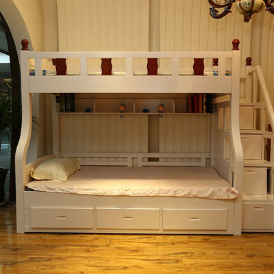 地中海上下床儿童高低床厂家批发双层床子母床多功能成人上下铺