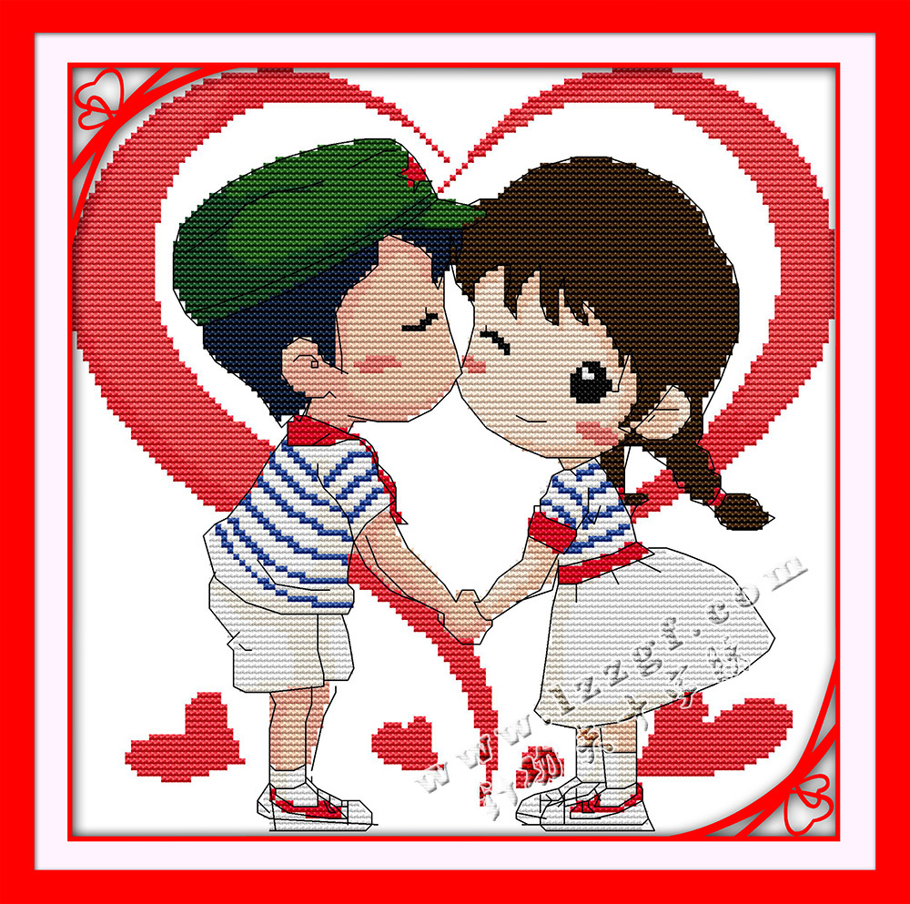 精准印花十字绣心心相印复古婚纱照爱心情侣婚房简单易绣q版小图