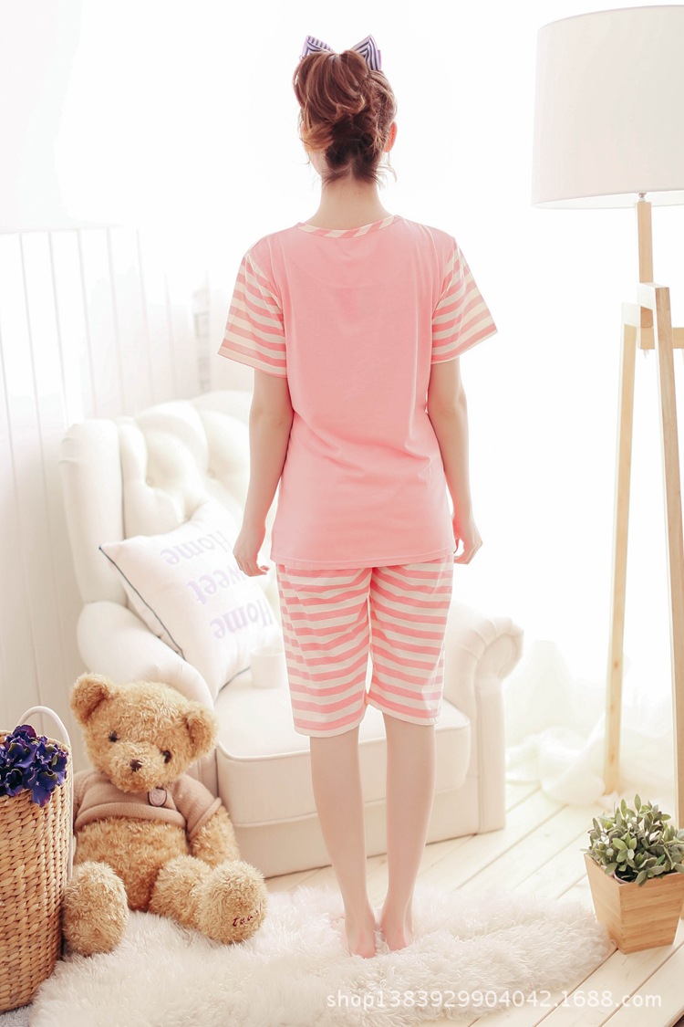 夏季薄款月子服批发 纯棉短袖产前产后哺乳装孕妇套装一件代发