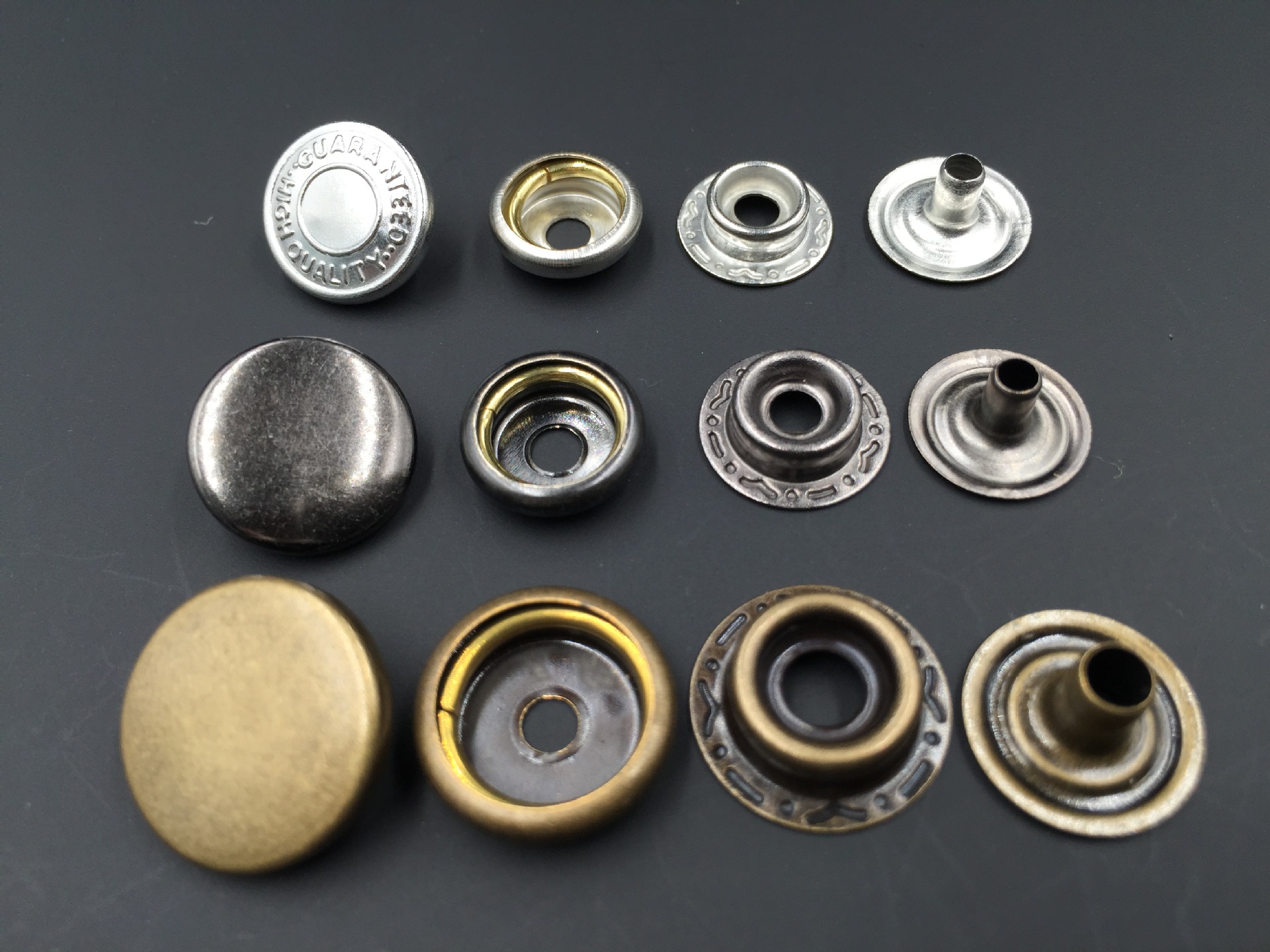 现货供应206#203#201#铜质加厚金属四合扣大白扣四件扣按扣热销