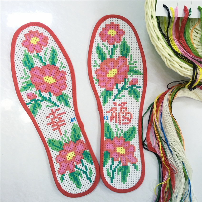 厂家直销针孔十字绣鞋垫 精准印花 半成品 支持混批 男女适用