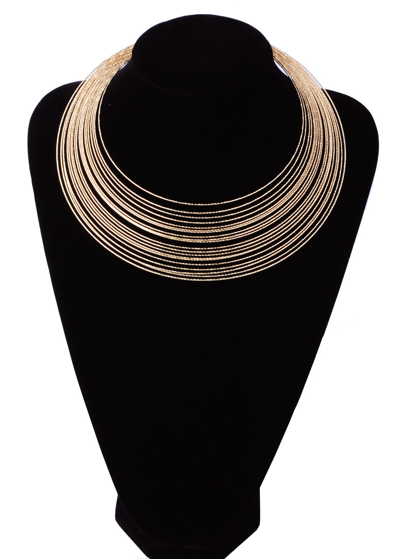 外贸流行饰品 时尚简约铁丝多层项圈 欧美街拍大牌范项链 女