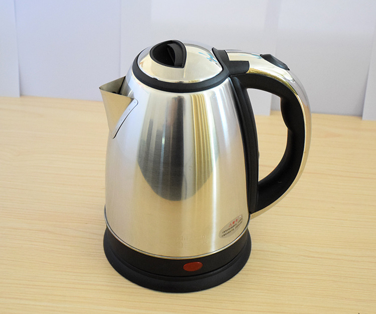 红三角电热水壶厂家直销电镀手柄快速烧水壶不锈钢自动断电2.0l