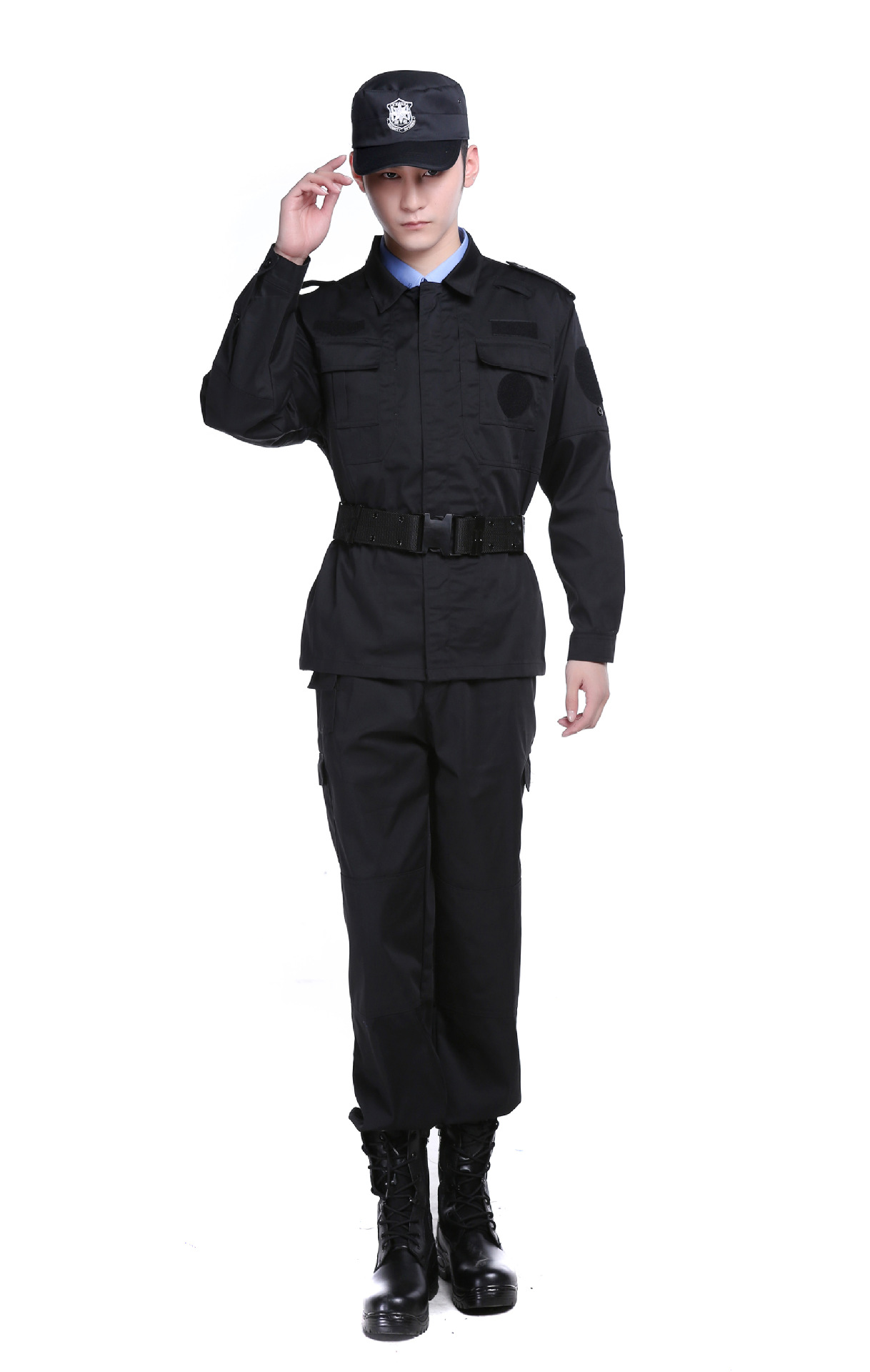 新款保安春秋服 黑色保安套装长袖特训服 保安制服厂家直供