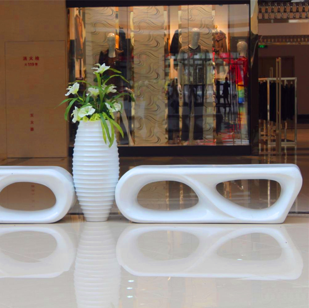 休息长排椅玻璃钢座椅等候长条坐凳日字椅商场休闲椅子花艺