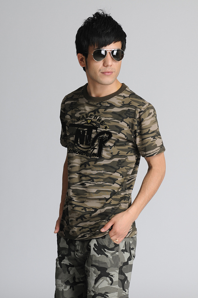 春装夏装新款男装迷彩短袖t恤816