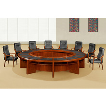 大型会议桌油漆圆形开会桌子办公室会议桌实木皮3.6米直径会议台