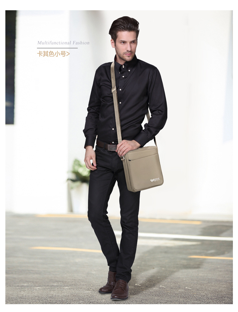 跨境专供时尚男包单肩包男士斜挎包牛津布竖款斜跨休闲包小包包潮