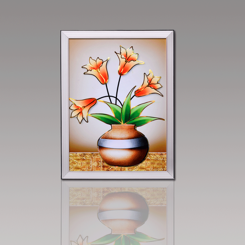 厂家供应工艺画 现代家居客厅挂画壁画金丝冰晶画 工艺画画批发