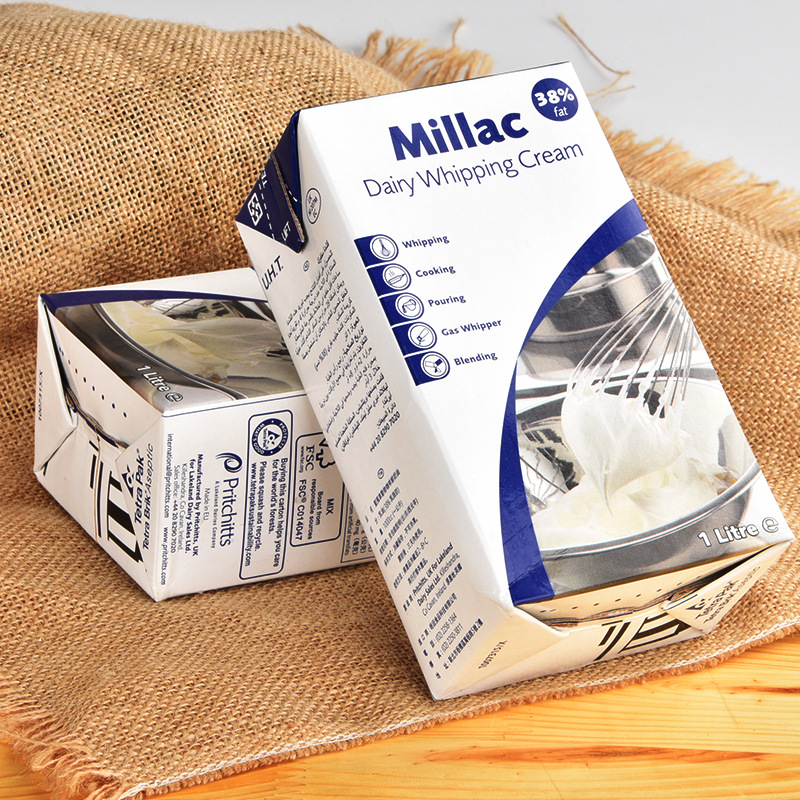 烘焙原料 蓝风车淡奶油 蓝米吉淡奶油动物性奶油1l 12瓶/箱