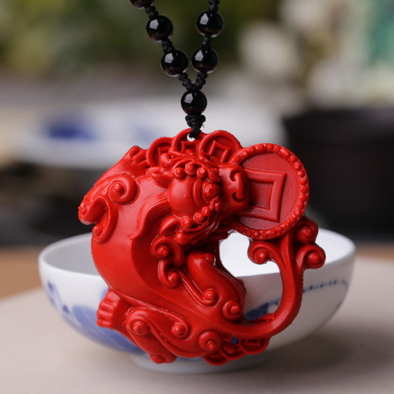 天然朱砂貔貅吊坠 本命年辟邪挂坠 开运招财朱砂貔貅吊坠 男女款