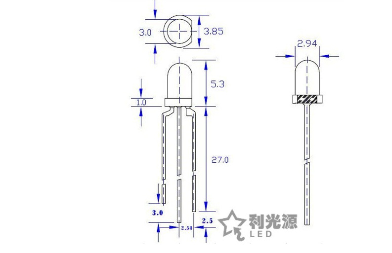 3mm红绿双色无极无边发光二极管 雾状 红黄绿 普绿磨砂散光led 脚