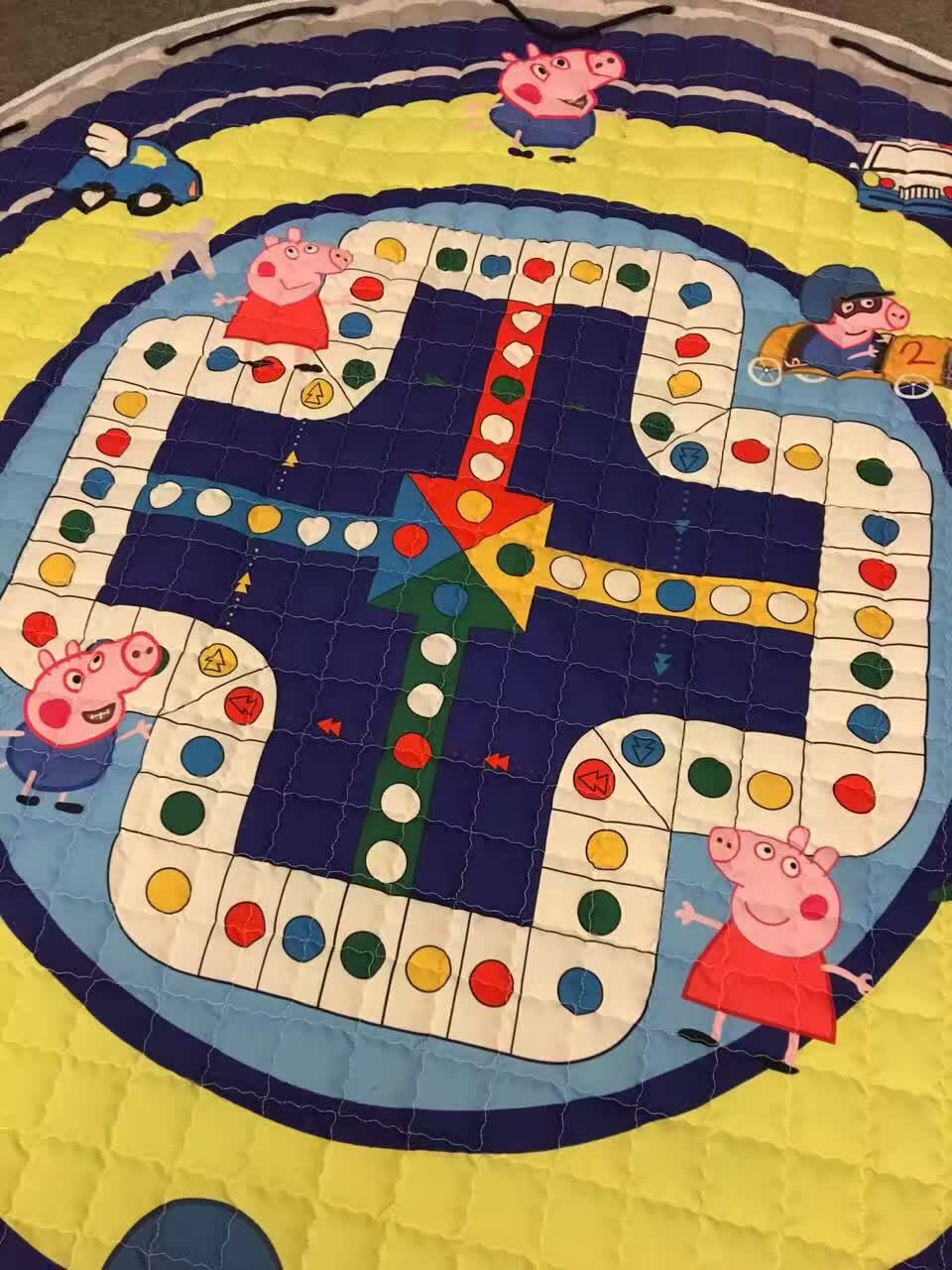 爆款圆形深蓝飞行棋收纳地毯儿童游戏垫环保儿童爬爬垫防滑垫