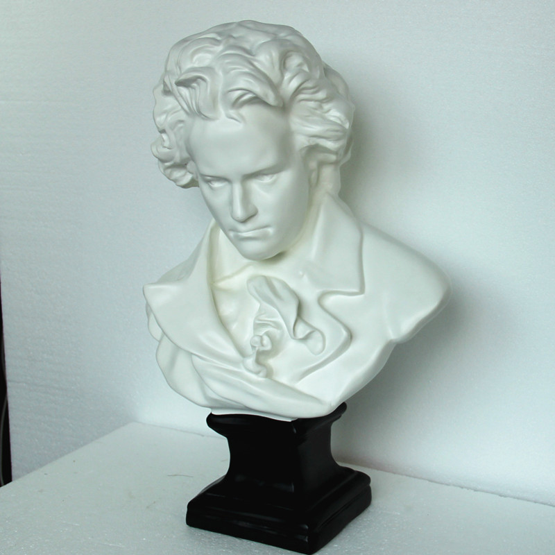 厂家直销 欧式树脂摆件仿石膏贝多芬头像音乐家纪念胸像雕塑批发