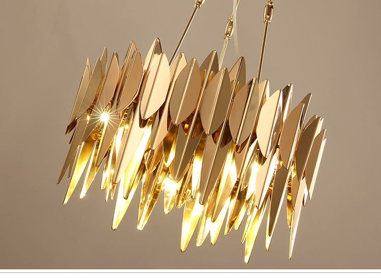 后现代高档轻奢时尚个性创意不锈钢灯客厅餐厅圆形样板房led吊灯