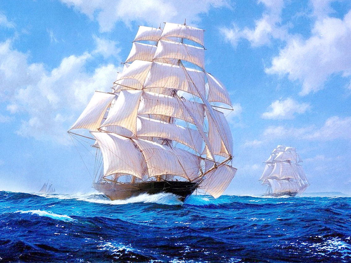 钻石画diy 蓝色海帆船方钻满钻绣客厅装