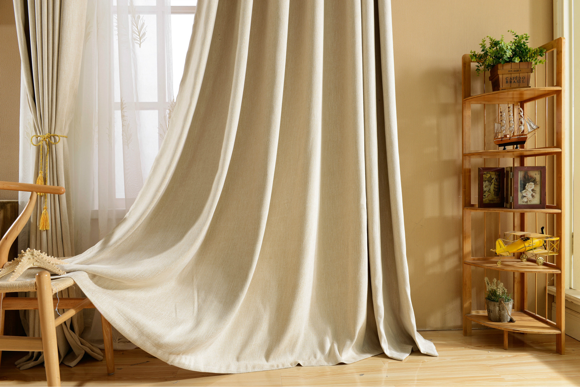 遮光窗帘布_2018简约天然棉竹节遮光窗帘布淘宝天猫一件代发厂家直销 