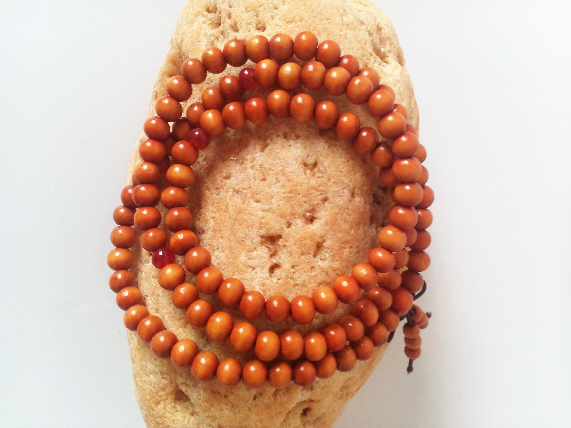 108颗216颗 黄檀色 花结 檀香味 木质 防水 手串佛珠批发